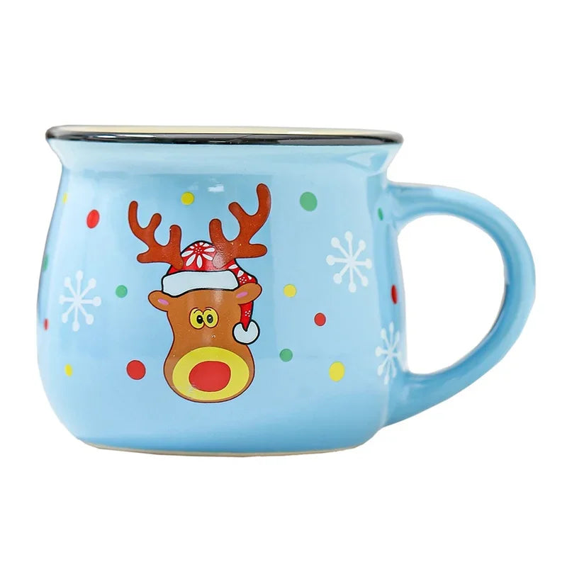 Axyaa Christmas Ceramic Mug with Festive Santa Elk Bear Penguin Print