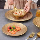 Axyaa Frosted Golden Ceramic Dinner Plate Steak Pasta Salad Dessert Bowl Molecular Cuisine Specialty Tableware.