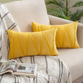 Axyaa Velvet Lumbar Throw Pillow Covers 12x20 Inch - Farmhouse Cushion Cover Cojines