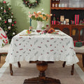 Axyaa Christmas Embroidered Cotton Tablecloth Rectangle Retro Farmhouse Dining Room Decor