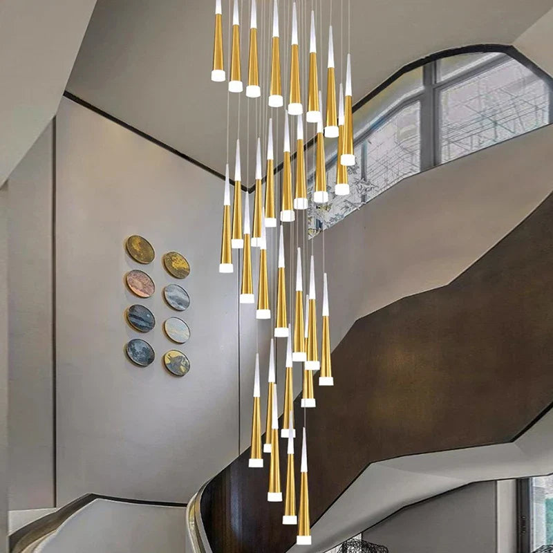 Axyaa Staircase Chandeliers Pendant Light Lamps Modern Home Decor LED Lights