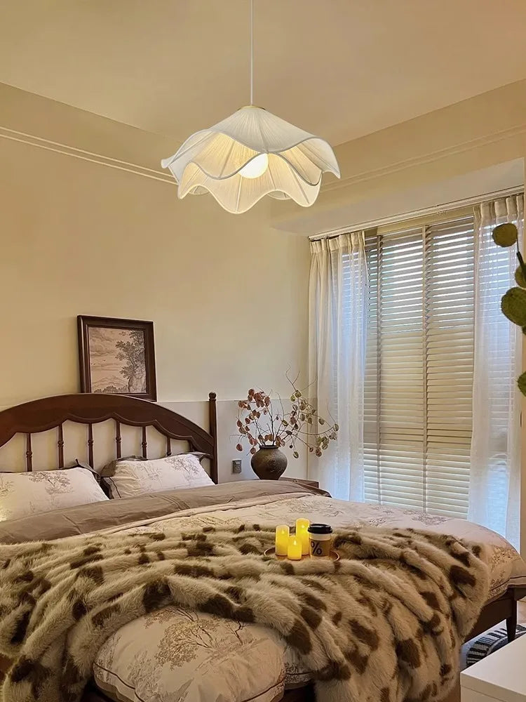 Axyaa Simple Cloth Chandelier: Nordic French Design LED Pendant Light Fixtures