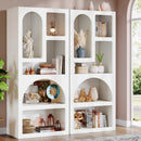 Axyaa Geometric White Bookcase with 5 Irregular Shelves, 70.87" Tall Modern Open Bookshelf