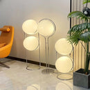 Axyaa Chrome Metal LED Floor Lamp with White Acrylic Ball Lights