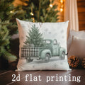 Axyaa Christmas Truck & Trees Pattern Pillow Cover for Sofa, Bedroom, Car
