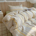 Axyaa Nordic Pink Stripes Cotton Duvet Cover 150x200 Girl's Room Comforter Set