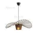 Axyaa Nordic Vertigo Straw Hat Pendant Lights French Fabric Living Room Bedroom Lamp