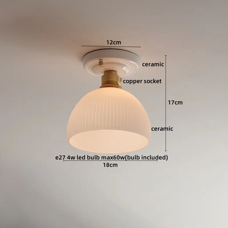 Axyaa Ceramic LED Ceiling Light - Creamy White Nordic Indoor Lamp