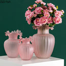 Axyaa Geometric Wavy Stripes Glass Vase Frosted Transparent Hydroponics Wedding Home Decor