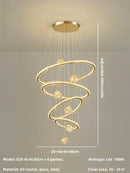 Axyaa Crystal Pendant Chandelier: Modern Living Room Steel Glass Globe LED Lighting