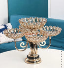 Axyaa Crystal Glass Rotating Fruit Plate: Multi-layered Snack & Candy Tray