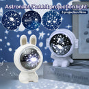 Axyaa Rabbit Astronaut Star Projector Night Light Music Box Children's Gift