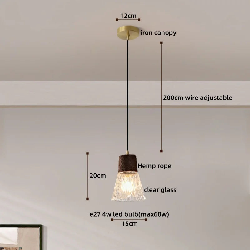 Axyaa Clear Glass LED Pendant Light Chandelier - Home Decor Hanging Lamp