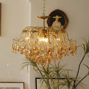 Axyaa Crystal LED Pendant Chandelier for Bedroom Dining Living Room