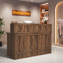 Axyaa Rustic Front Reception Desk, 57-Inch Boho Welcome Checkout Counter for Office
