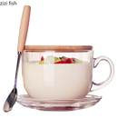Branded Axya Glass Mug for Oatmeal Breakfast, Milk, Coffee - Large Capacity Kitchen Cup