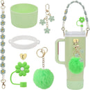 Axyaa 7/8pcs Cup Set: Handle Strap, Boot, Straw Cover, Charms for 40oz 30oz Tumbler
