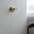 Axyaa Vintage LED Wall Sconce Lamp with Wood Base for Bedside Interior Lighting