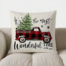 Axyaa Merry Christmas Plaid Trees Pillow Cover for Sofa, Bedroom, Car