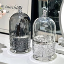 Axyaa Clear Acrylic Makeup Brush Holder with Lid, 360 Rotating Vanity Organizer