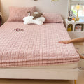 Axyaa Jacquard Winter Fleece Mattress Cover, Elastic Band, Thick & Warm Bed Sheet