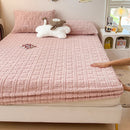 Axyaa Jacquard Winter Fleece Mattress Cover, Elastic Band, Thick & Warm Bed Sheet