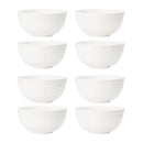 Axyaa White Grain Bowl Set - Reusable Plastic Dinner Bowls for Food, Dessert, Camping