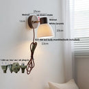 Nordic Modern Rotate LED Wall Light Fixture by Axyaa - White Ceramic Walnut Wood