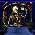 Axyaa UV Tapestry: Fluorescent Skull Wall Hanging Cloth for Bedroom - Psychedelic Art