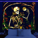 Axyaa UV Tapestry: Fluorescent Skull Wall Hanging Cloth for Bedroom - Psychedelic Art