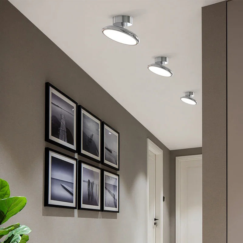 Axyaa Chrome Round LED Ceiling Light for Modern Living Spaces