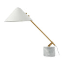 Modern White Marble Table Lamp by Axyaa: Dimmable Study Desk Lamp for Bedroom & Living Room