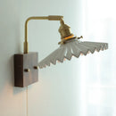 Axyaa Nordic Modern LED Wall Lamp Walnut Wood Ceramic Copper Pull Chain Switch