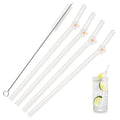 Axyaa Glass Bent Straws Set with Brush - 5Pcs Flower Design