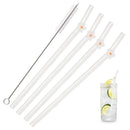 Axyaa Glass Bent Straws Set with Brush - 5Pcs Flower Design