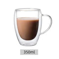 Axyaa Double Layer Glass Cup - Heat-Resistant, Round Egg Shape with Handle