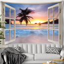 Axyaa Beach Sun Forest Painting Tapestry Wall Hanging for Boho Home Decor
