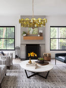 Axyaa Gold Led Ceiling Chandelier: Trendy French Glass Art Lighting for Living Room