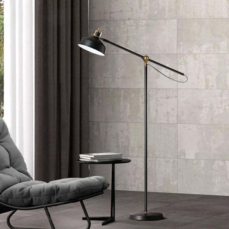 Axyaa Long Arm Iron Floor Lamp for Modern Living Room, Bedroom, and Study