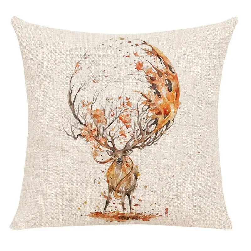 Milu Deer Pattern Print Pillow for Home Decor by Axyaa