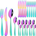 Axyaa 24pcs Stainless Steel Cutlery Set - Western Dinnerware Flatware Kit