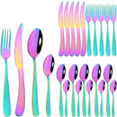 Axyaa 24pcs Stainless Steel Cutlery Set - Western Dinnerware Flatware Kit