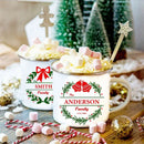 Axyaa Custom Name Wreath Enamel Mug - Christmas Family Party Coffee Wine Cup