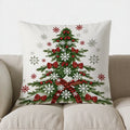 Axyaa Snowflake & Bow Christmas Tree Pillow Cover for Sofa, Bedroom, Car