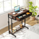 Axyaa Rolling Laptop Desk with Storage Drawers & Wheels - Portable Sofa Side Table
