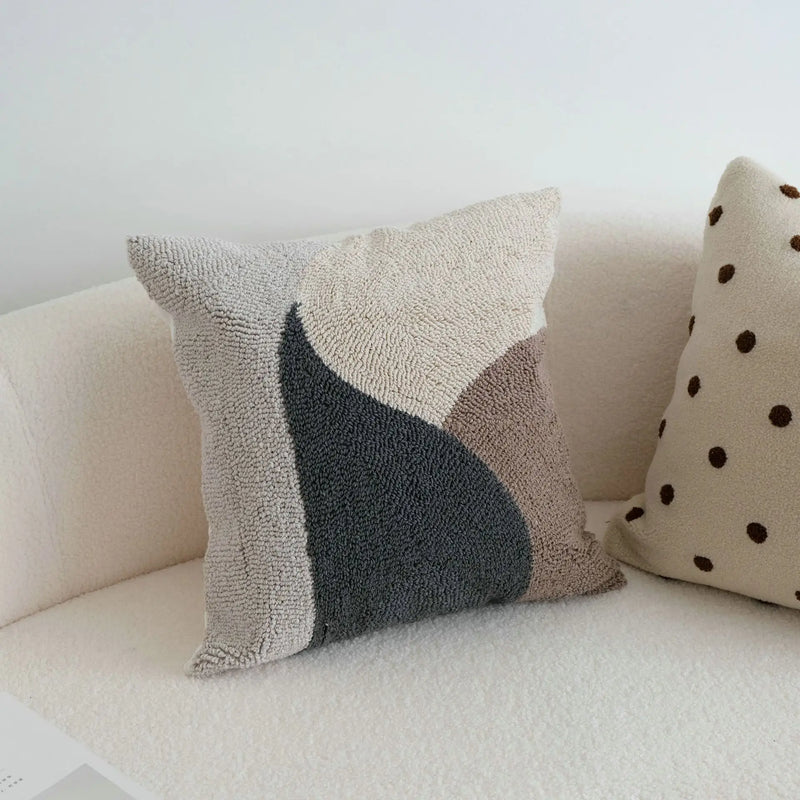 Axyaa Tufted Block Cushion Cover - Beige Black Brown Grey Modern Home Decor