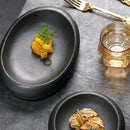 Axyaa Black Ceramic Western Food Plate Set for Hotel & Restaurant
