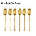 Axyaa 24-Piece Gold Stainless Steel Cutlery Set Flatware Knife Fork Spoon Mirror Matte