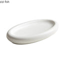 Axyaa Oval Ceramic Sushi Plate Serving Platter - Solid Color Tableware for Home Kitchen