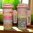 Axyaa Ceramic Inner Liner Tumbler Stainless Steel Cup with Lid & Straw